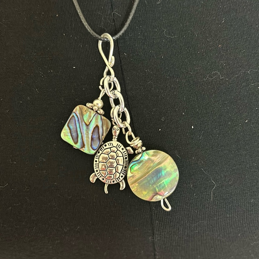 Agate and silver turtle necklace with matching earrings